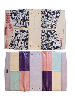 Lot of 2 Miche Purse Sleeves: Black & Cream Velveteen floral and Color Block